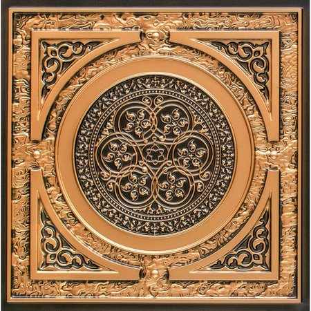 FROM PLAIN TO BEAUTIFUL IN HOURS Steampunk Faux Tin/ PVC 24-in x 24-in 10-Pack Antique Gold Textured Surface-mount Ceiling Tile, 10PK 225ag-24x24-10